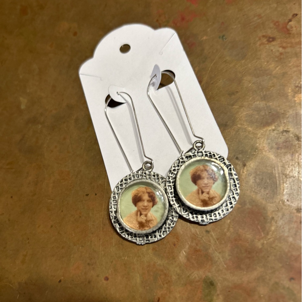 Vintage Silver Photo Earrings